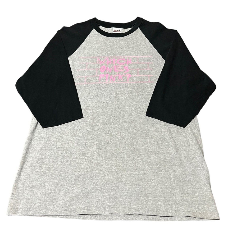 Pink Floyd Which Ones Pink Vintage Band Anvil Gray 3/4 Sleeve T-shirt Men Size L
